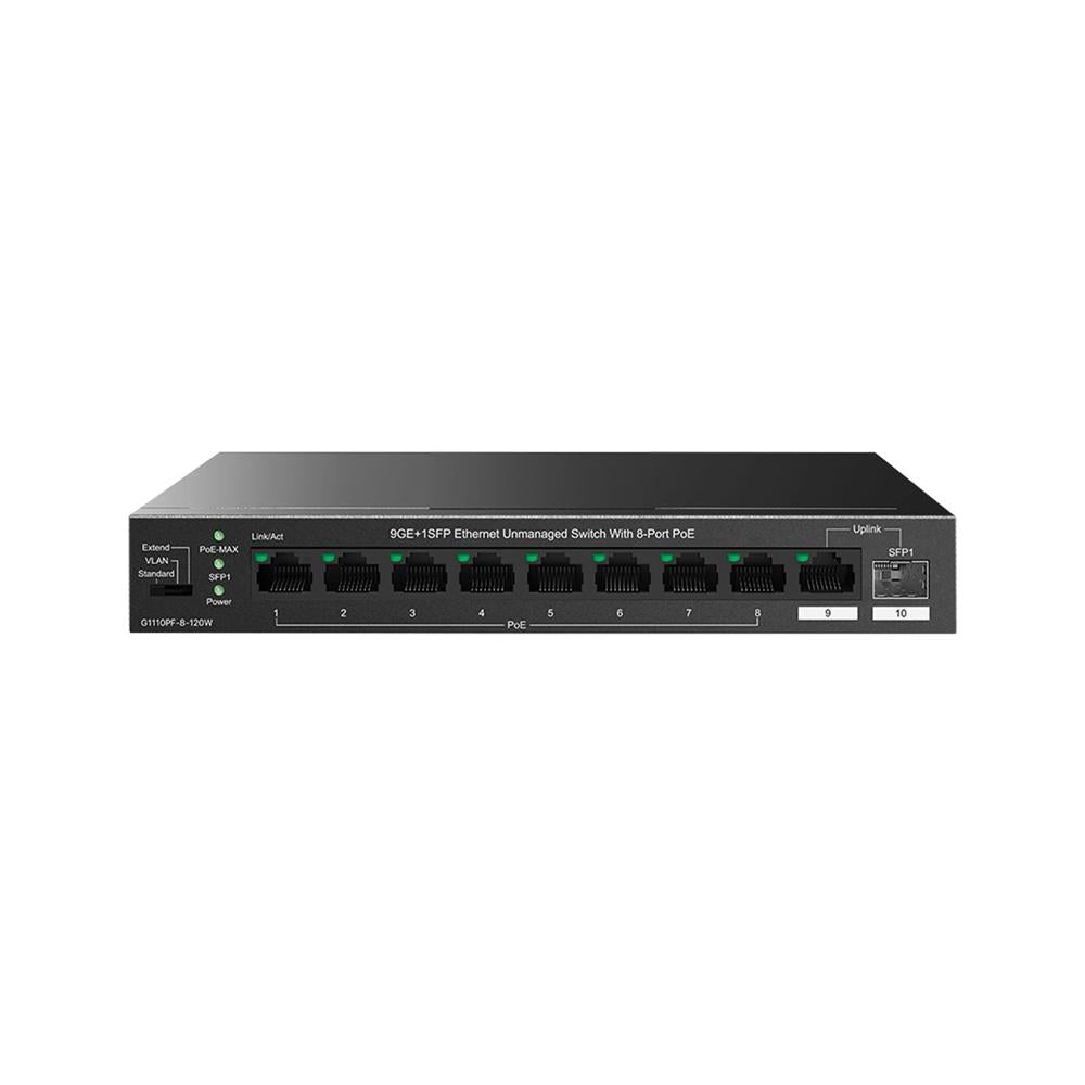 Conmutador PoE Gigabit Switch IP-Com G1110PF - 8 Puertos, 120W, Alta Velocidad y Rendimiento