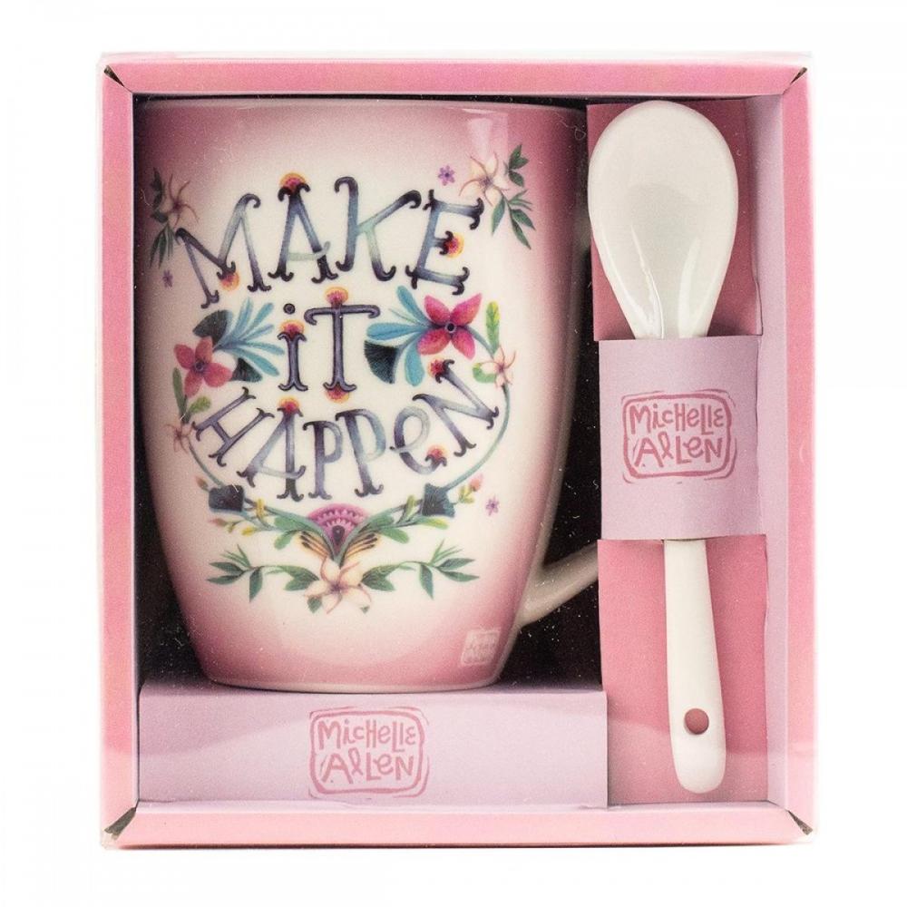 Taza con Cuchara Enesco Make It Happen - Inspiración Floral y Estilo Moderno