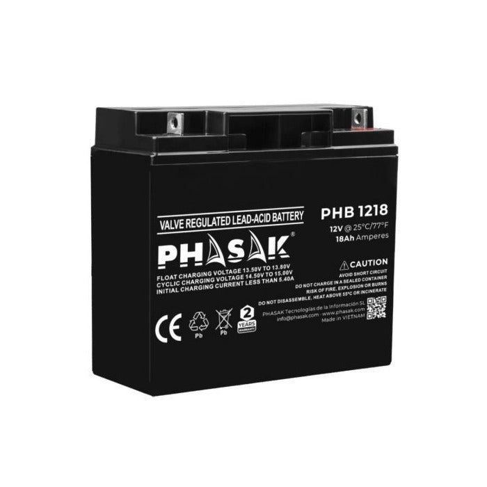 Batería PHASAK PHB 1218 12V 18Ah para SAI/UPS y Aplicaciones Industriales
