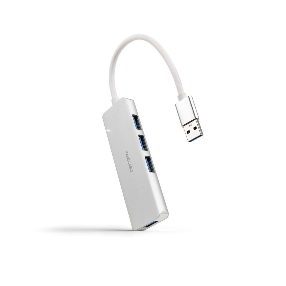 Hub NANOCABLE USB 3.0 a 4xUSB 3.0 Plata - 18 cm