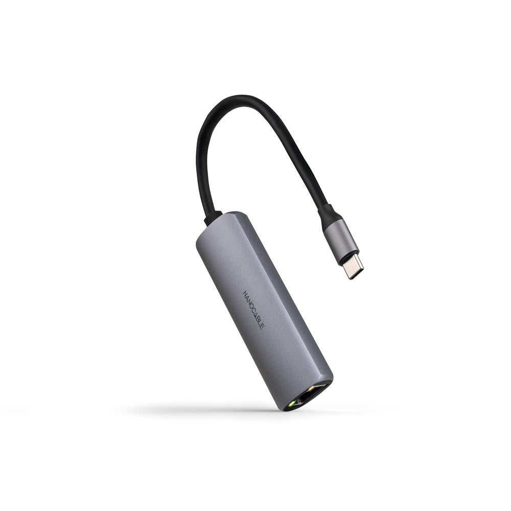 Adaptador CoolBox USB-C 3.1 a RJ45 con PD 100W - Aluminio Gris 18 cm