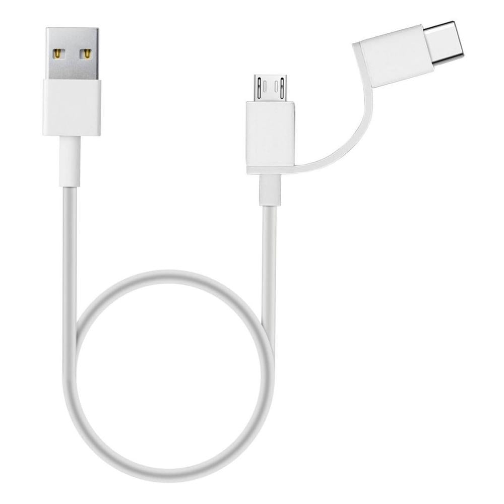 Cable Xiaomi 2 en 1 USB A Micro USB y USB C 1m Blanco