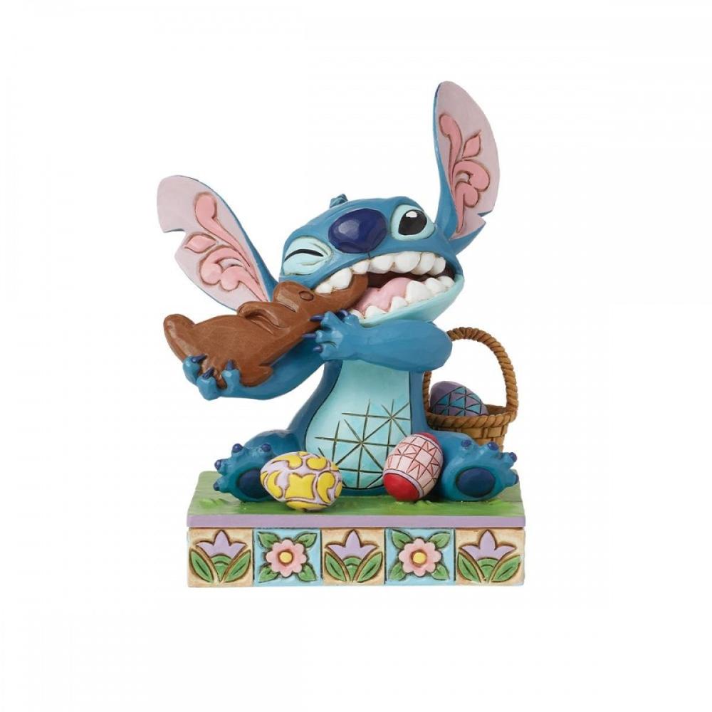 Figura Enesco Disney Stitch en Pascua: Conejo de Chocolate y Huevos Decorados