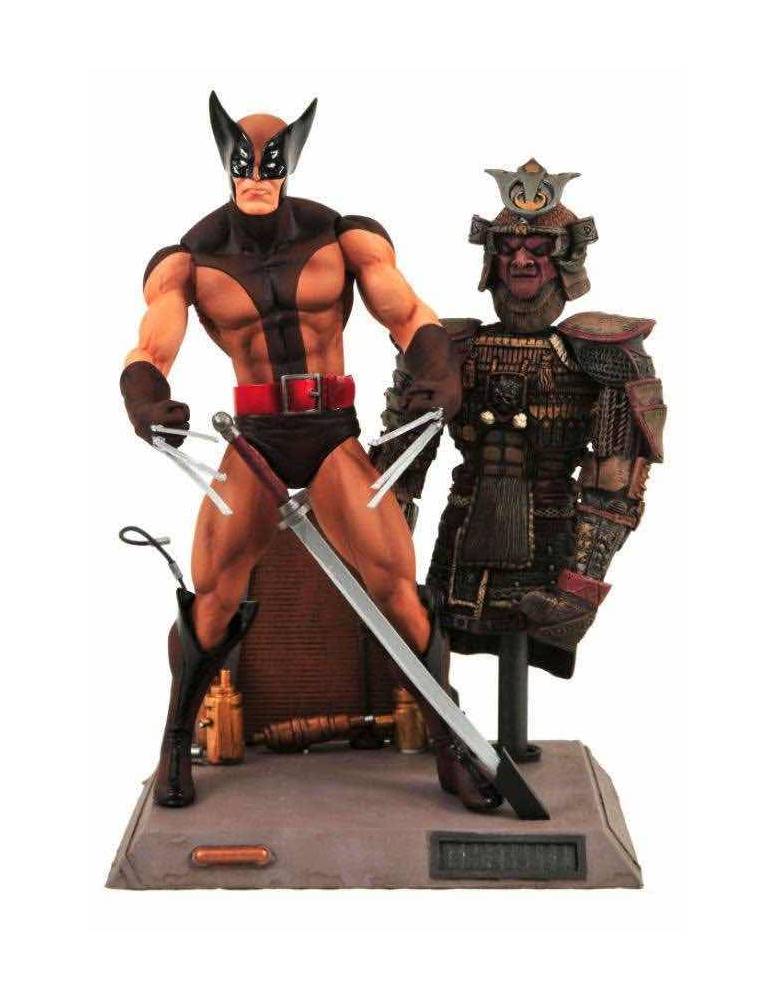 Figura Marvel Select Lobezno Brown 18 cm con Base Diorama y Armadura Samurái