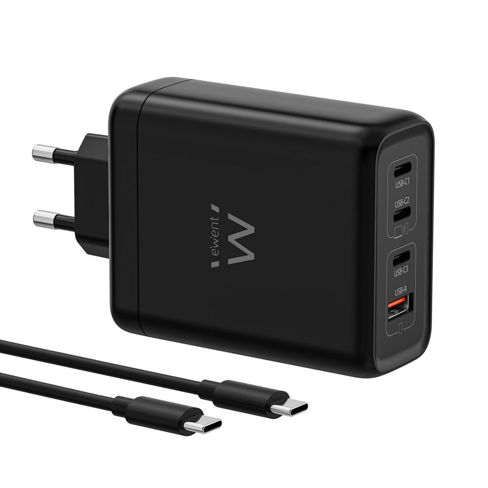 Cargador Ewent EW1337 140W 3x USB-C 1x USB-A Negro