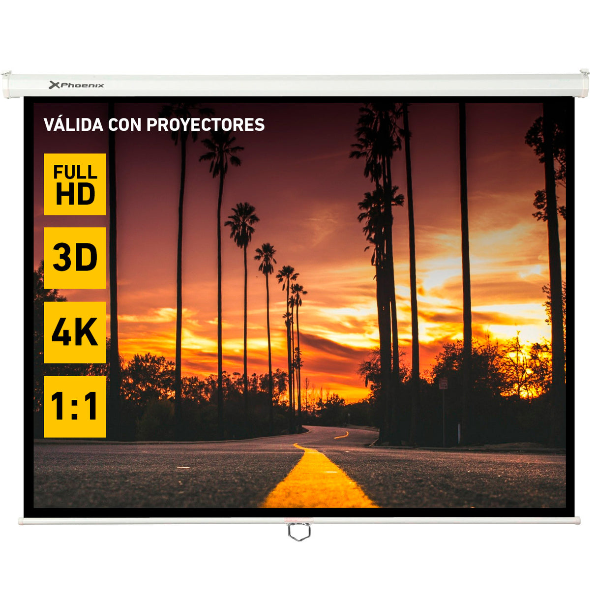 Pantalla Manual Plegable Phoenix 169" para Proyección en Pared y Techo