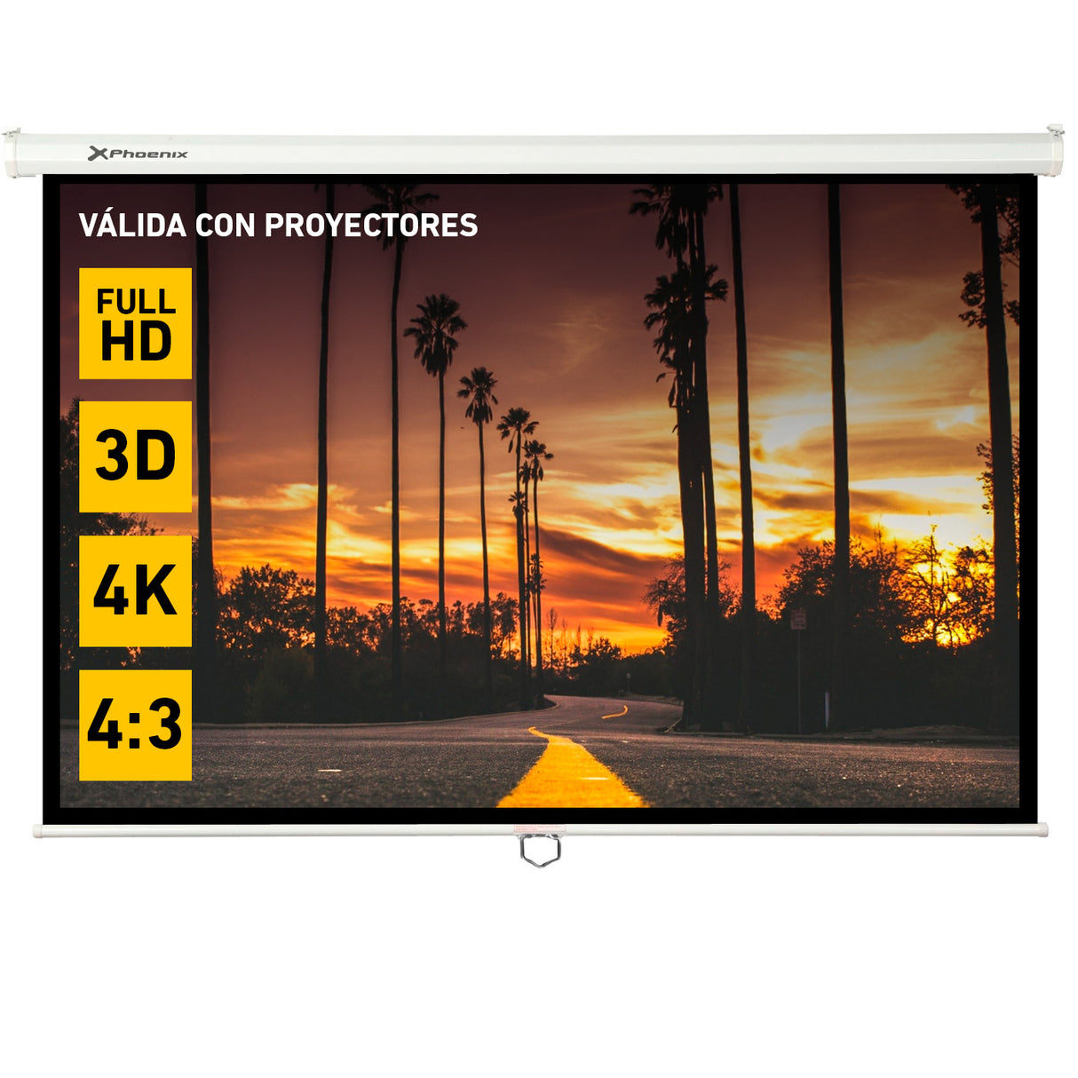 Pantalla de Proyección Manual Phoenix 100" 4:3 - 16:9 Ajustable Pared y Techo
