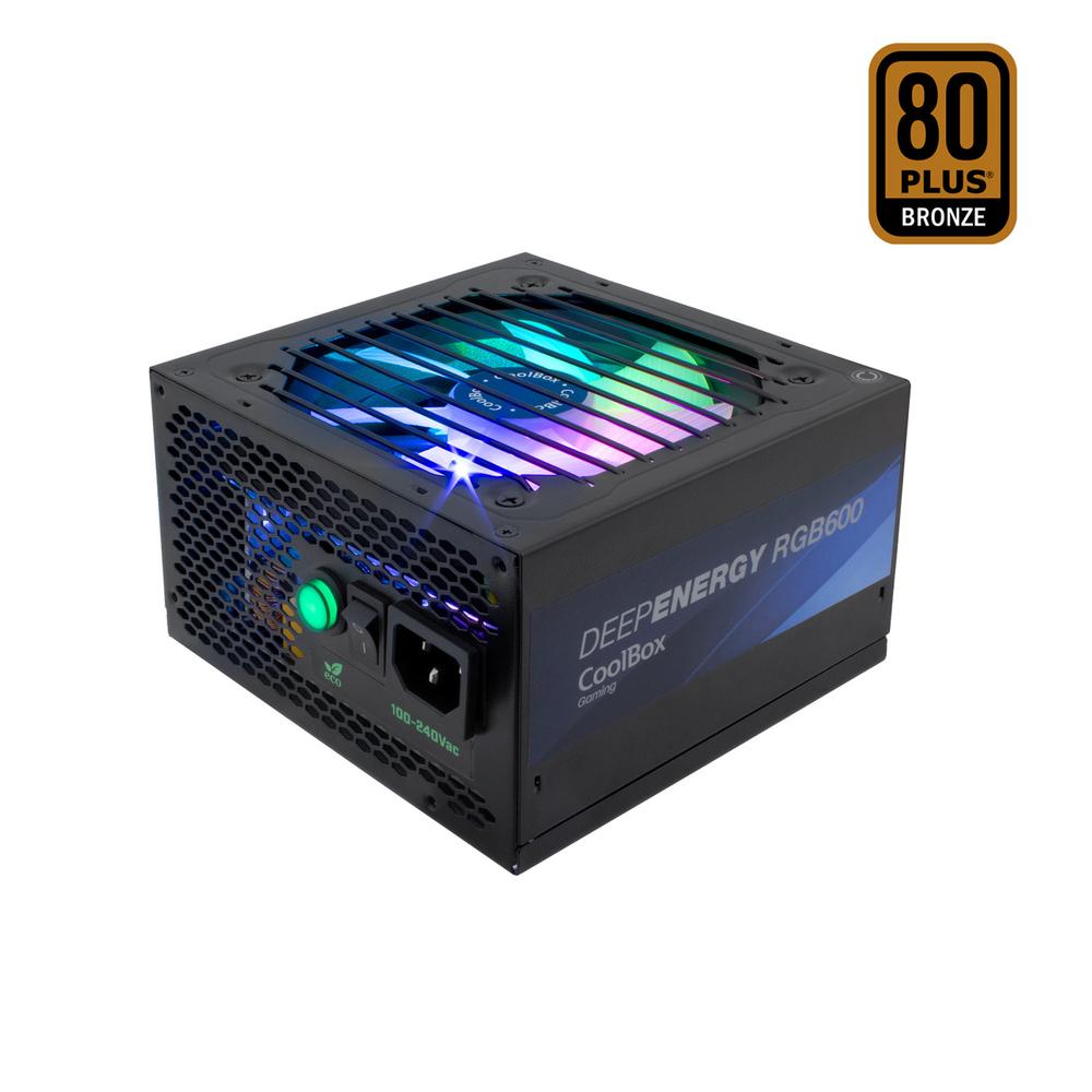 Fuente de Alimentación CoolBox Deep Energy RGB600 - 600W 80 Plus Bronze Gaming RGB