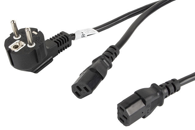 Cable de alimentación Lanberg Schuko CEE 7/7 a 2x IEC C13 - 2m