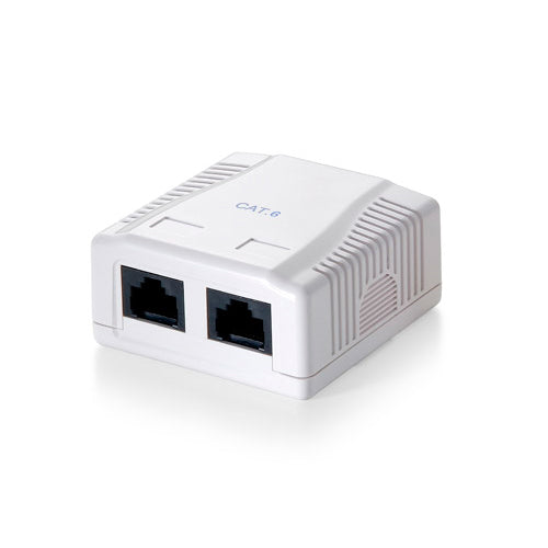 Roseta de Superficie CAT 6 UTP - 2 Puertos RJ45 Hembras en Beige