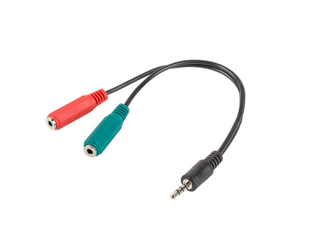 Adaptador Lanberg Mini Jack 3.5mm Macho a 2x Mini Jack 3.5mm Hembra - Negro 0.2m