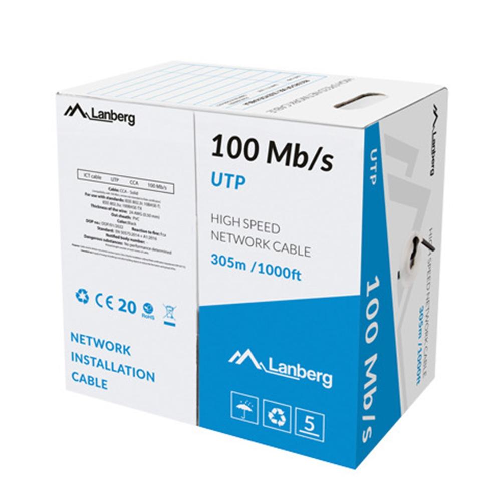 Cable LAN Lanberg UTP 305m CCA Negro 100Mb/s