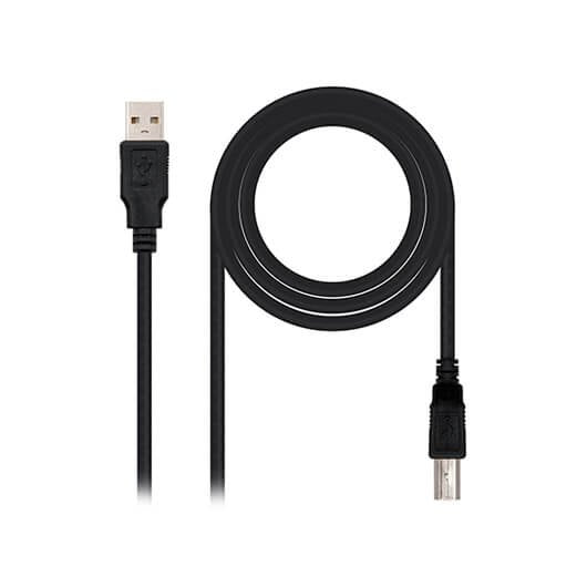 Cable USB 2.0 Tipo A a Tipo B (1m) - Macho/Macho - NANOCABLE - Negro
