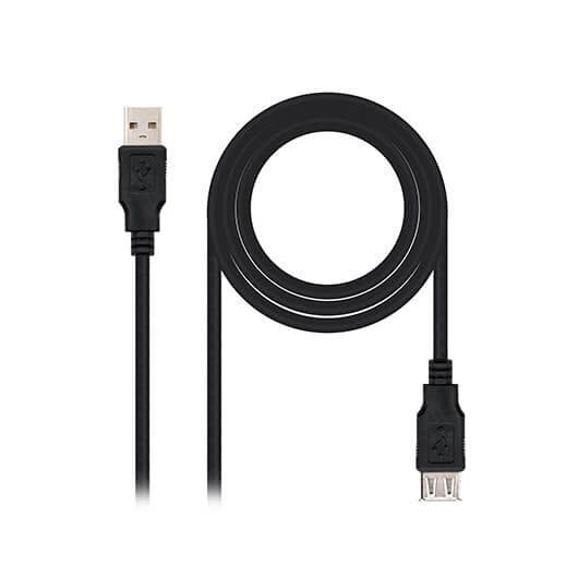 Cable Alargador USB 2.0 Tipo A Macho a Hembra 1m - Negro