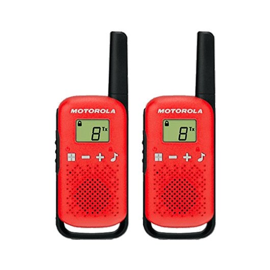 Walkie Talkie Motorola TLKR T42 Rojo - Alcance de 4 km, 16 Canales, PMR446
