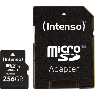 Tarjeta de Memoria Micro SD Intenso 256GB UHS-I CL10 con Adaptador SD