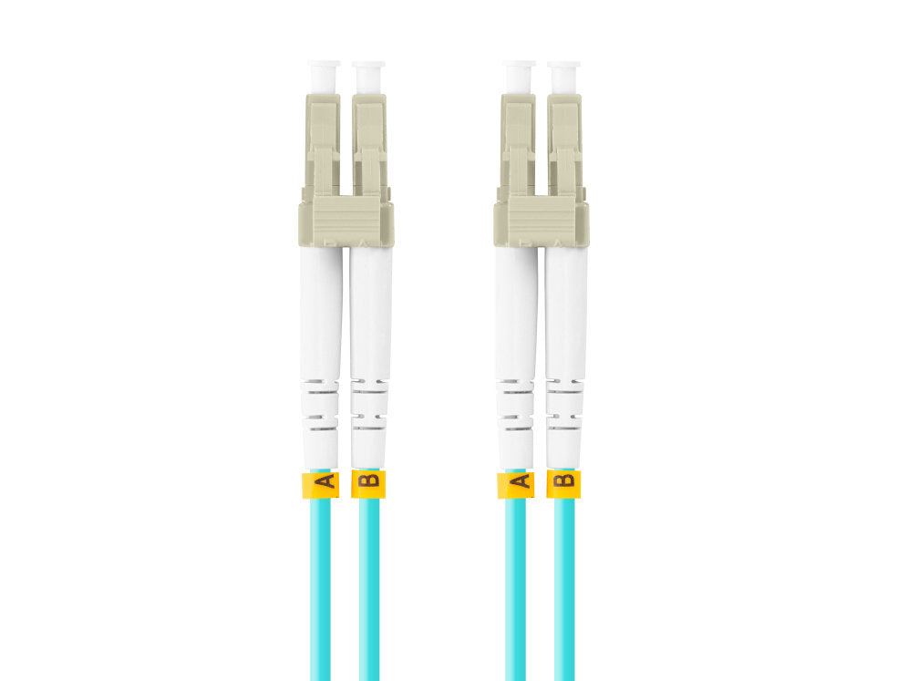 Cable de Fibra Óptica LC-UPC Lanberg 5m Duplex OM3 50/125 Aguamarina