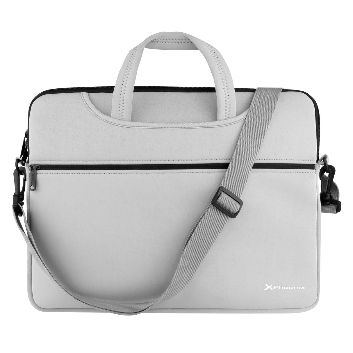 Funda maletin neopreno phoenix para portátil o tablet hasta 14 pulgadas interior terciopelo gris