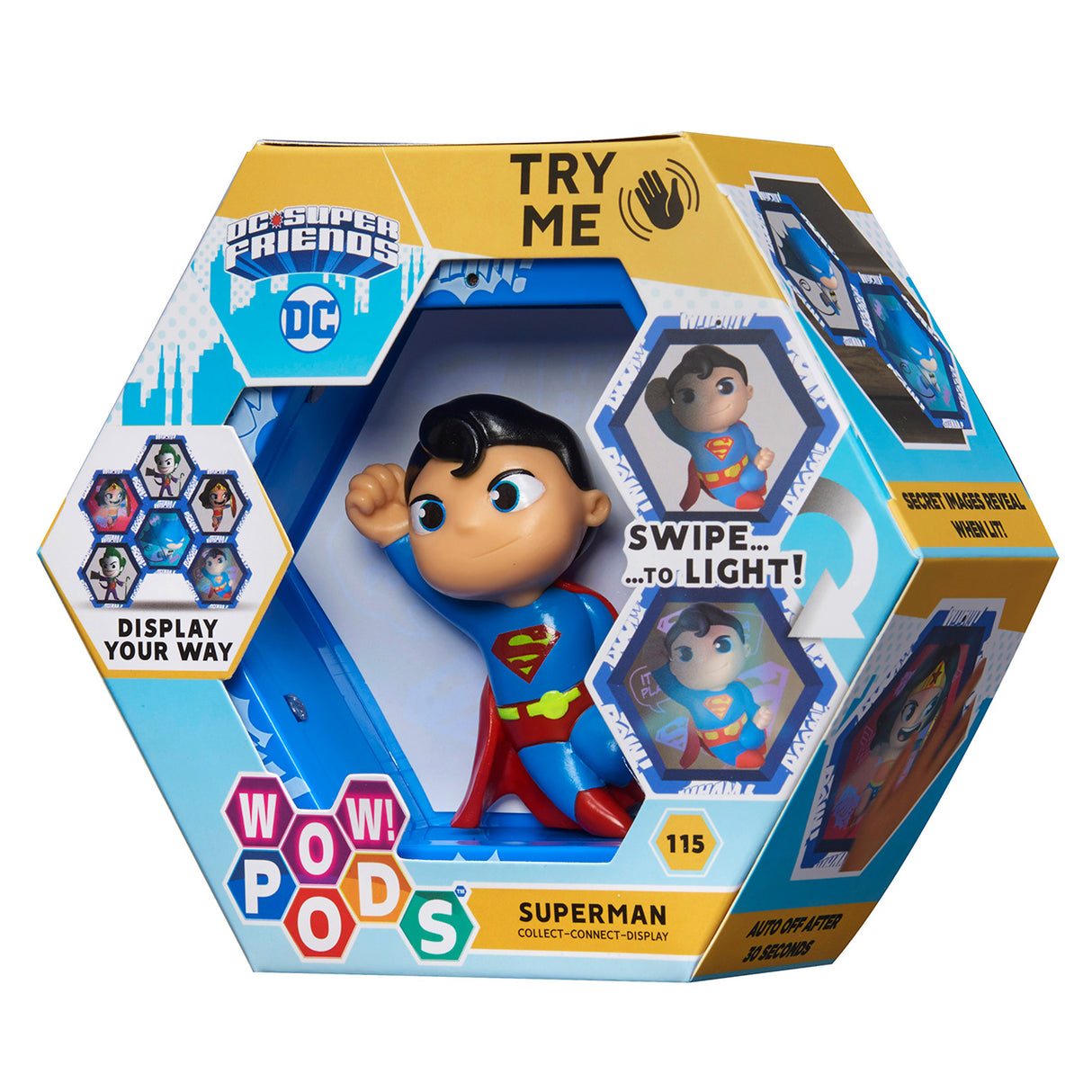 Figura WOW! Pod DC Superman con Sensor de Movimiento y Luz
