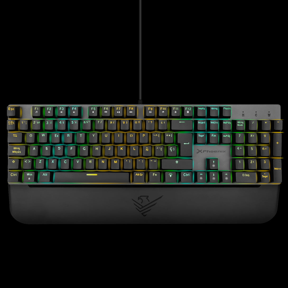 Teclado Mecánico Gaming Phoenix MK1 Elite RGB con Switches Brown y Reposamuñecas Magnético