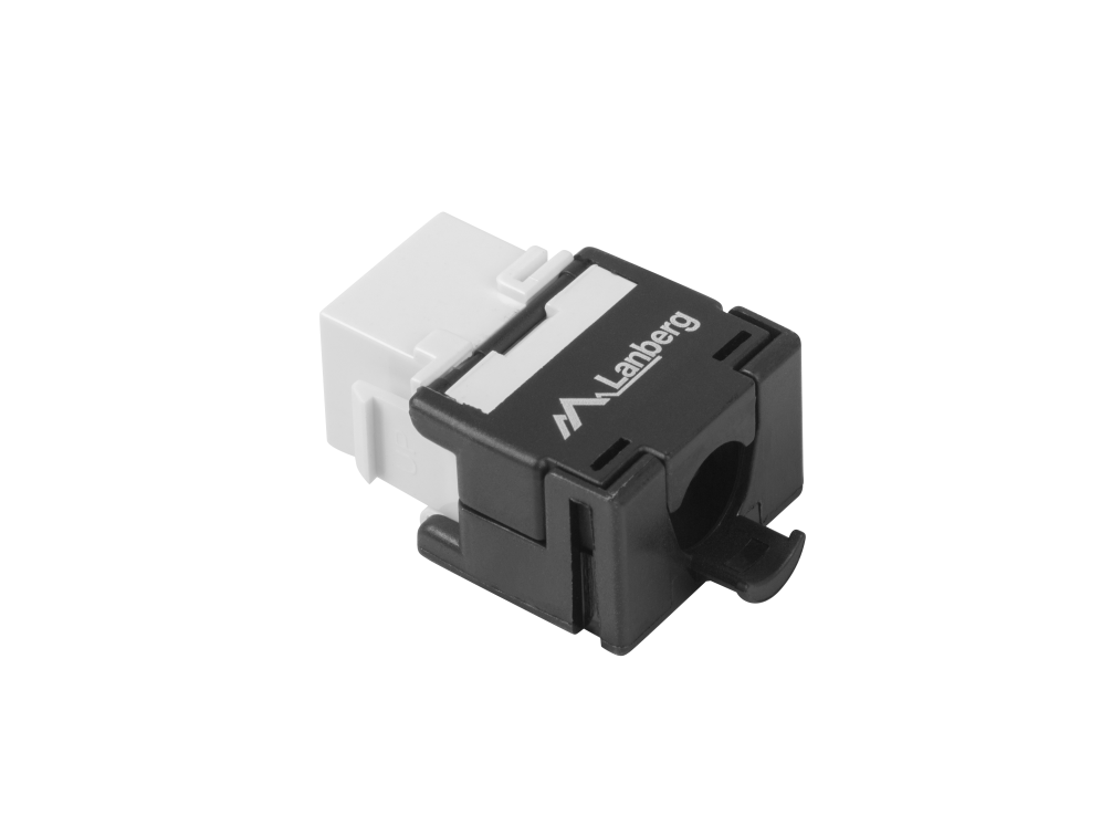Conector Keystone Lanberg Cat.6A UTP RJ45 Hembra 180º Toolless Negro y Blanco