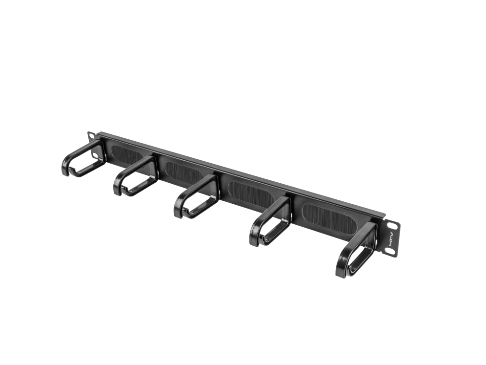 Organizador de Cables Lanberg 1U Negro con 5 Anillos y Panel Pasacables