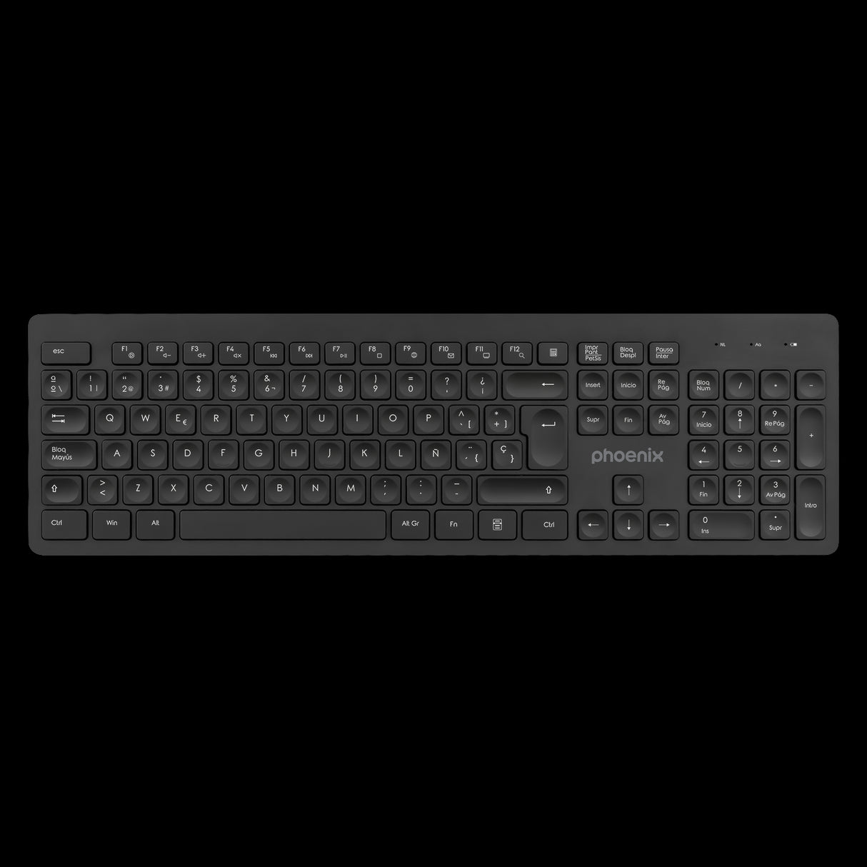 Teclado Inalámbrico QWERTY Phoenix K200: Elegante y Ergonómico para Uso Diario