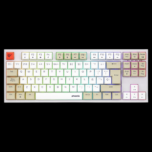 Teclado Mecánico TKL Phoenix Royal PBT Blanco - Estilo y Rendimiento para Gamers