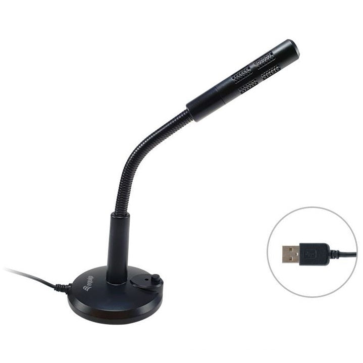 Micrófono de Escritorio Equip USB Omnidireccional con Brazo Flexible y Botón de Silencio