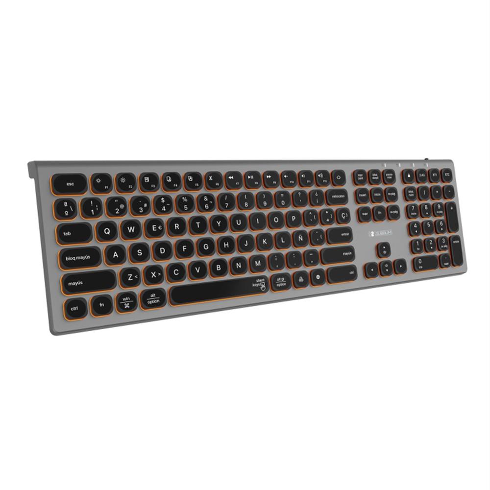 Teclado Inalámbrico Subblim Master Retroiluminado Multidispositivo en Gris y Negro
