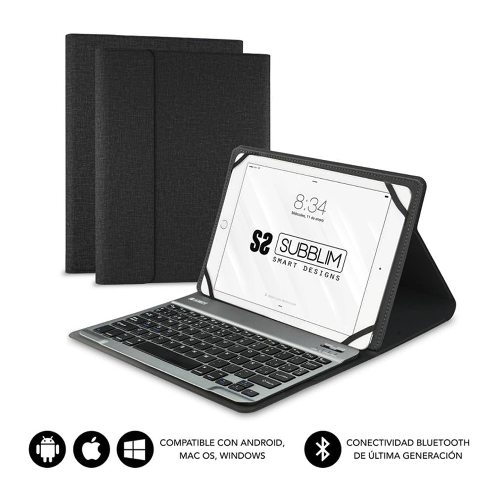Funda Magnética con Teclado Bluetooth Extraíble para Tablets de 10.1" - Negro