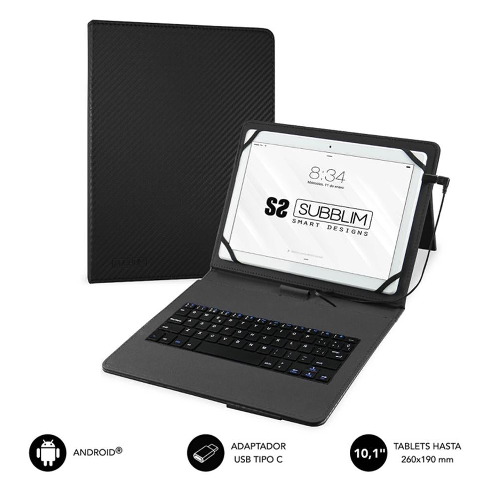 Funda con Teclado Integrado para Tablet de 10.1 Pulgadas - Negro