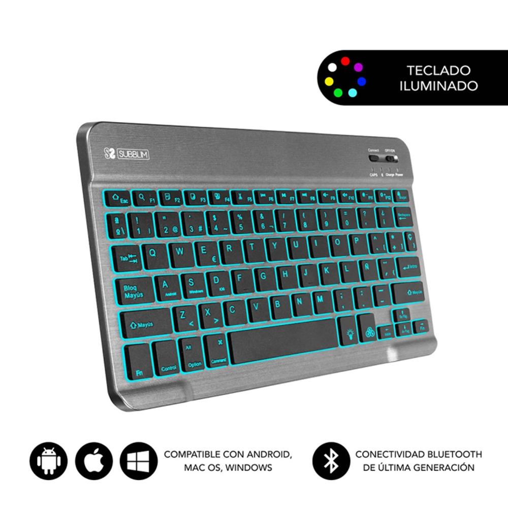 Teclado Inalámbrico Retroiluminado Bluetooth 3.0 para Tablet y Smartphone Subblim SMBL31