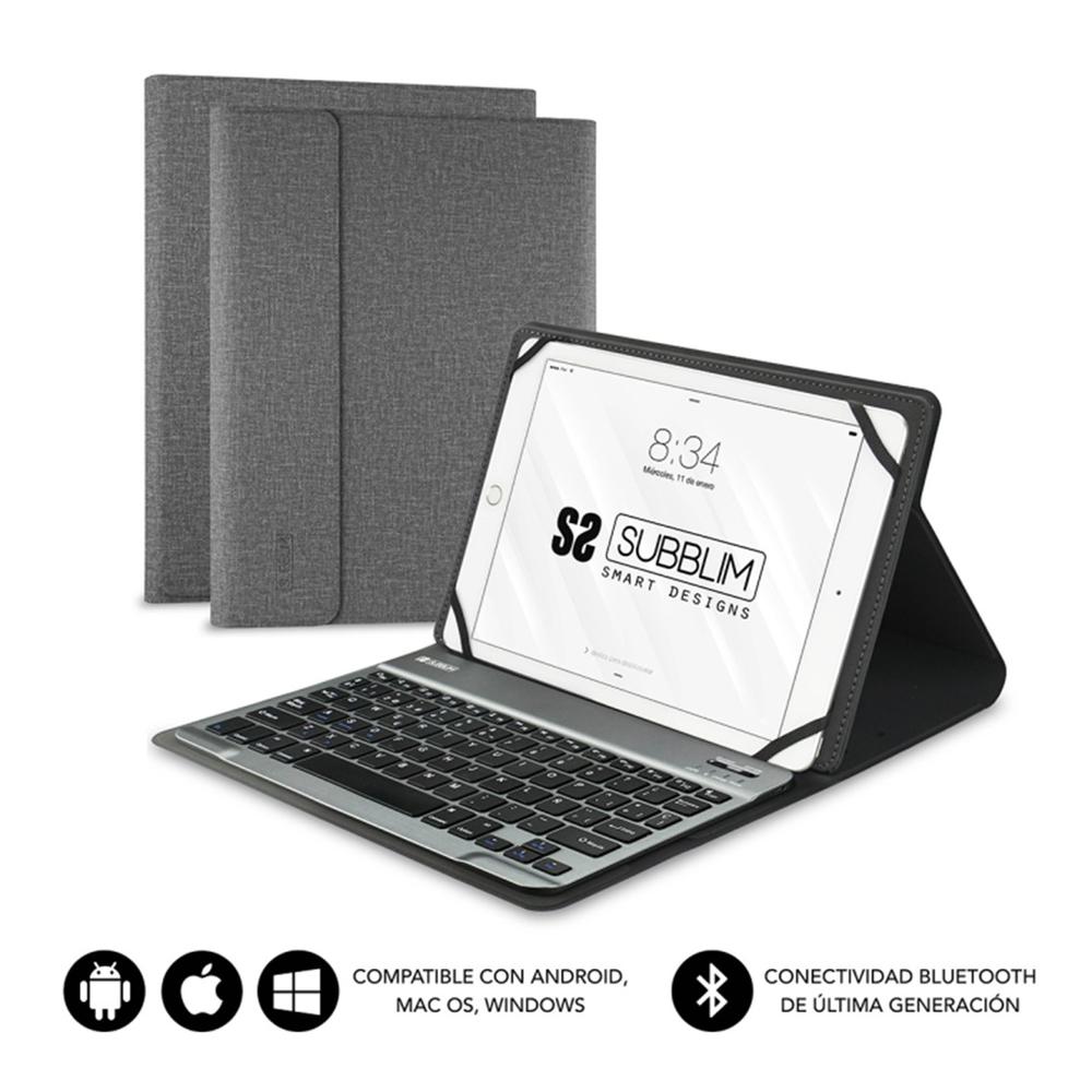 Funda Teclado Bluetooth Extraíble Subblim para Tablets de 10.1 Pulgadas en Gris