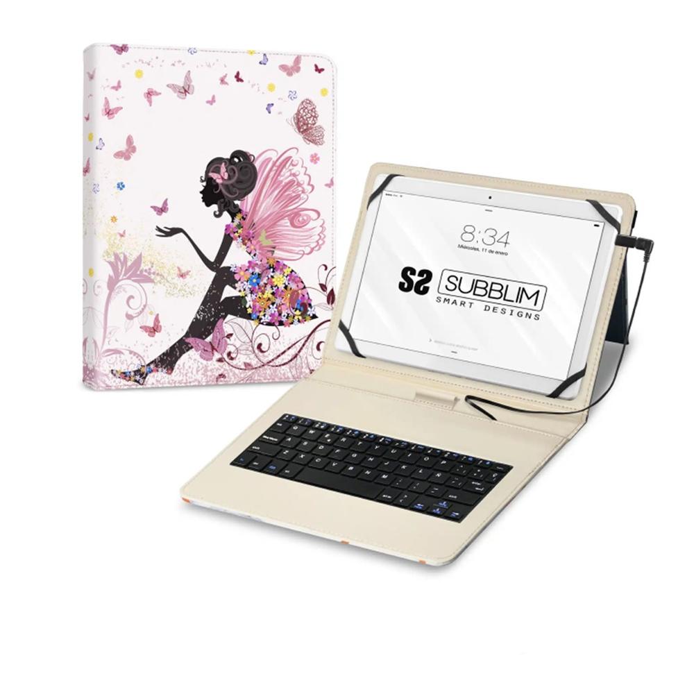 Funda Teclado Subblim para Tablet de 11 Pulgadas con Diseño de Hadas y Mariposas