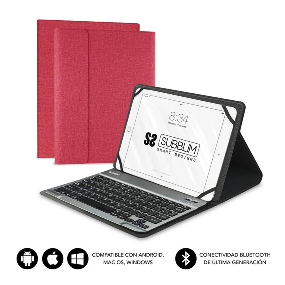 Funda Teclado Bluetooth Extraíble Subblim Keytab Pro para Tablet de 10.1 Pulgadas - Rojo
