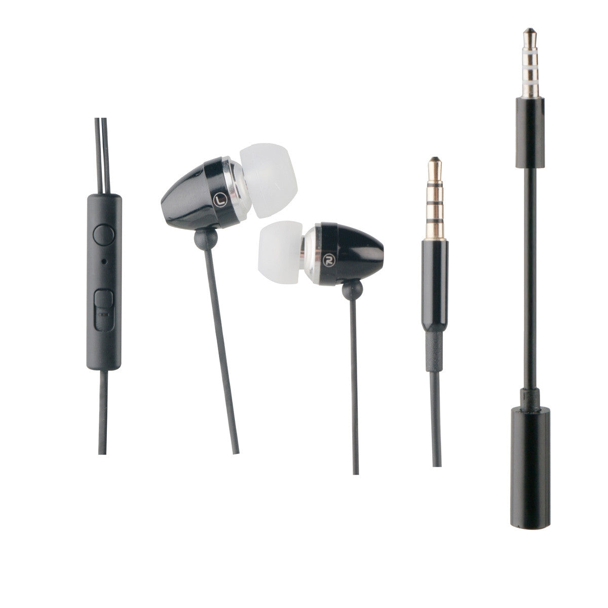 Auriculares Estéreo Muvit con Micrófono y Adaptador Jack 3.5 mm - Negro