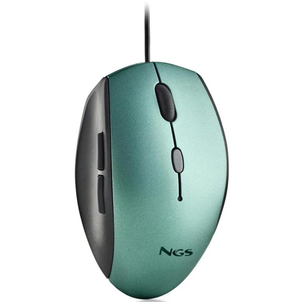 Ratón Ergonómico NGS Moth Ice con Cable y Botones Silenciosos Azul