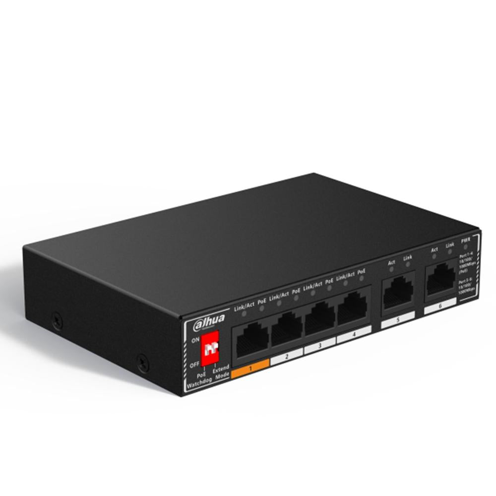 Switch Dahua SG1006P PoE No Administrado con 6 Puertos Gigabit