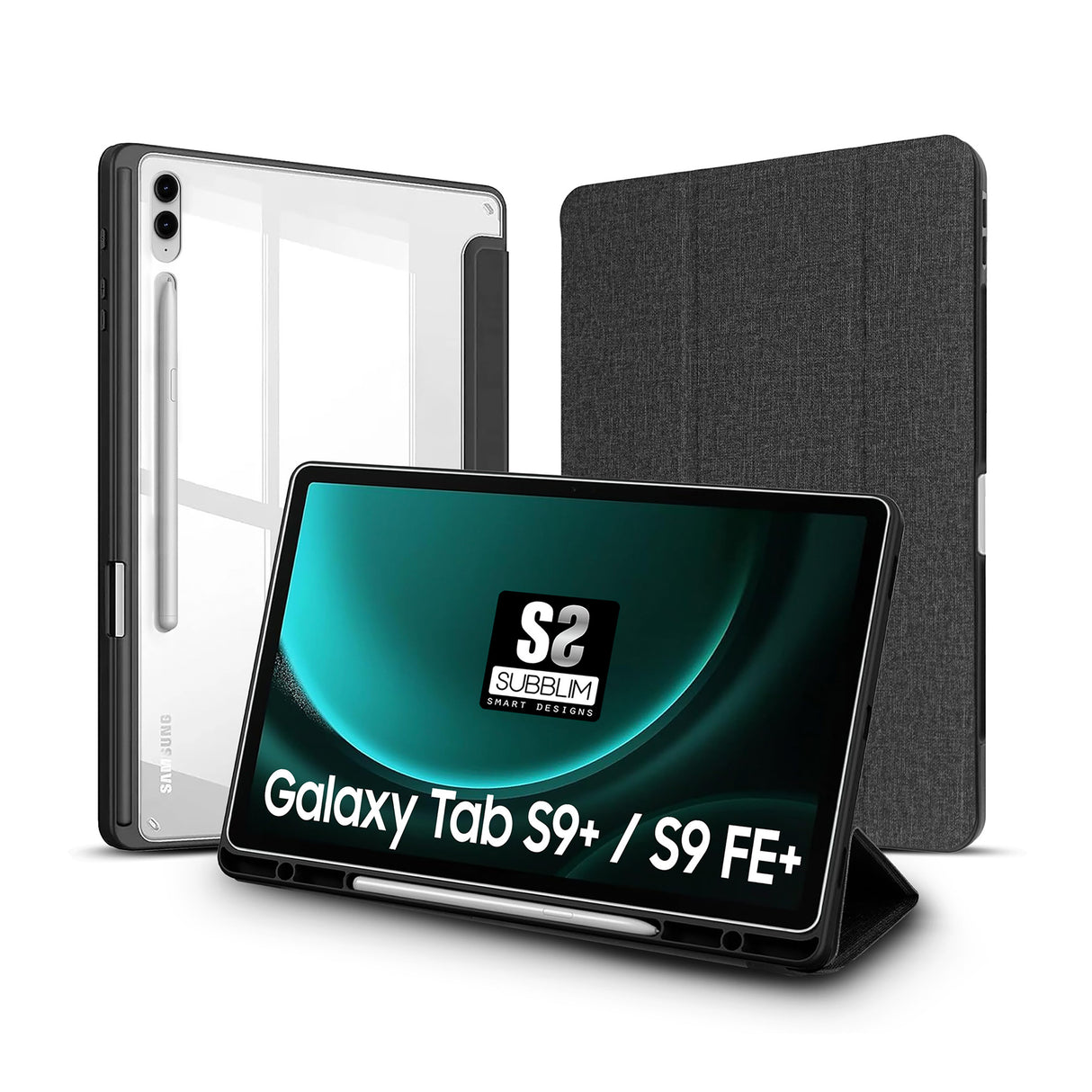 Funda Shock Clear para Samsung Galaxy Tab S9+/S9 FE+ 12.4 - Negra