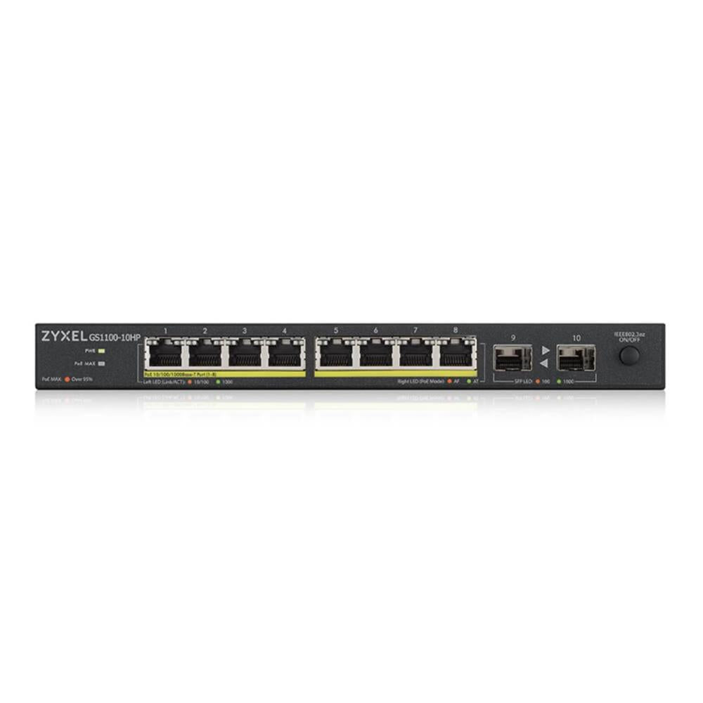 Switch Zyxel GS1100-10HP v2 PoE No Administrado con 8 Puertos Gigabit Ethernet