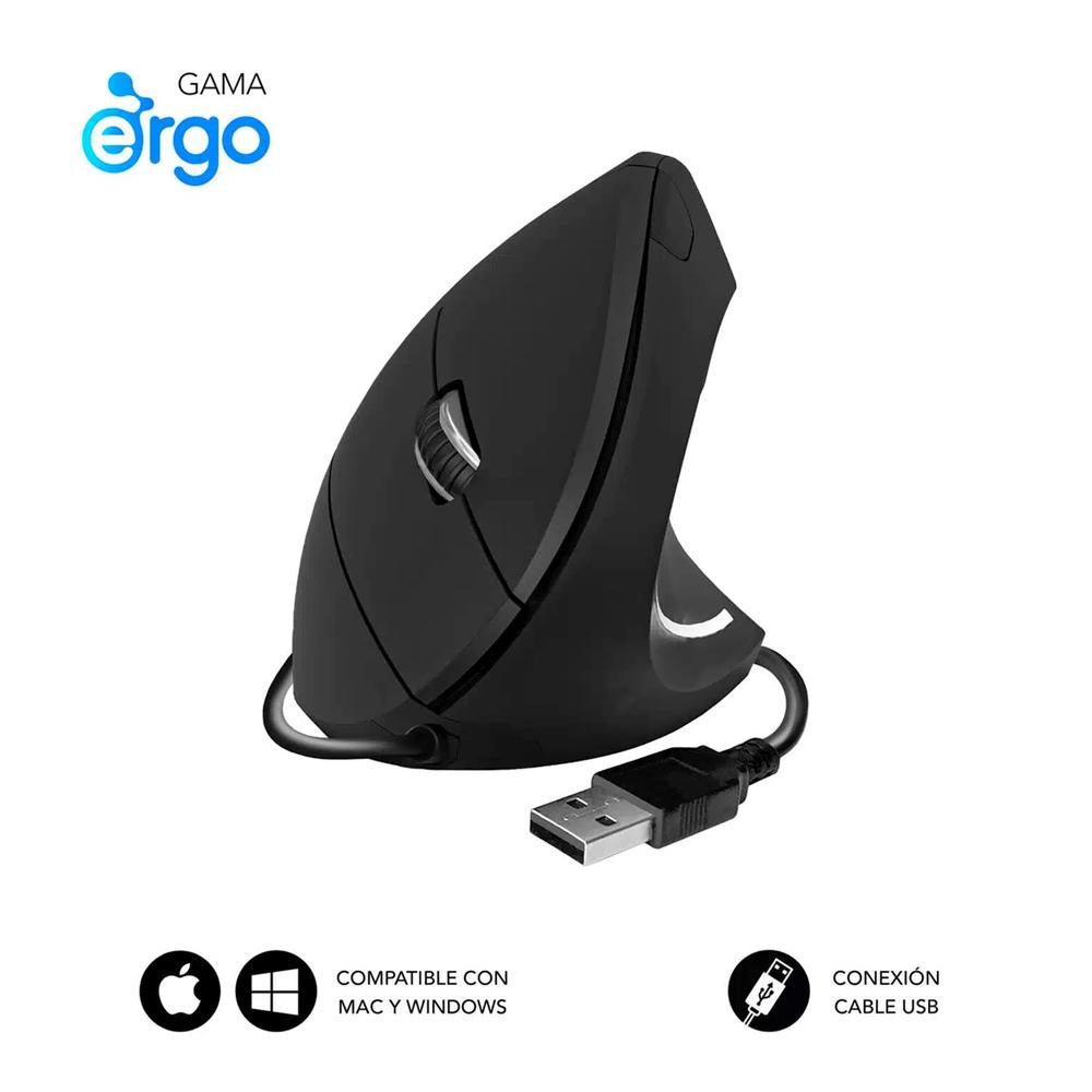 Ratón Subblim Glide Vertical Ergo Negro - Diseño Ergonómico y Silencioso