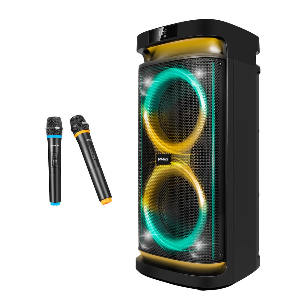 Altavoz Rumbleboss Phoenix 80W RMS con Batería, Karaoke y Micrófonos Inalámbricos