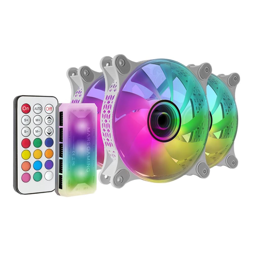 Ventilador Mars Gaming MF3DKITW ARGB 120mm Blanco - Silencioso y Eficiente