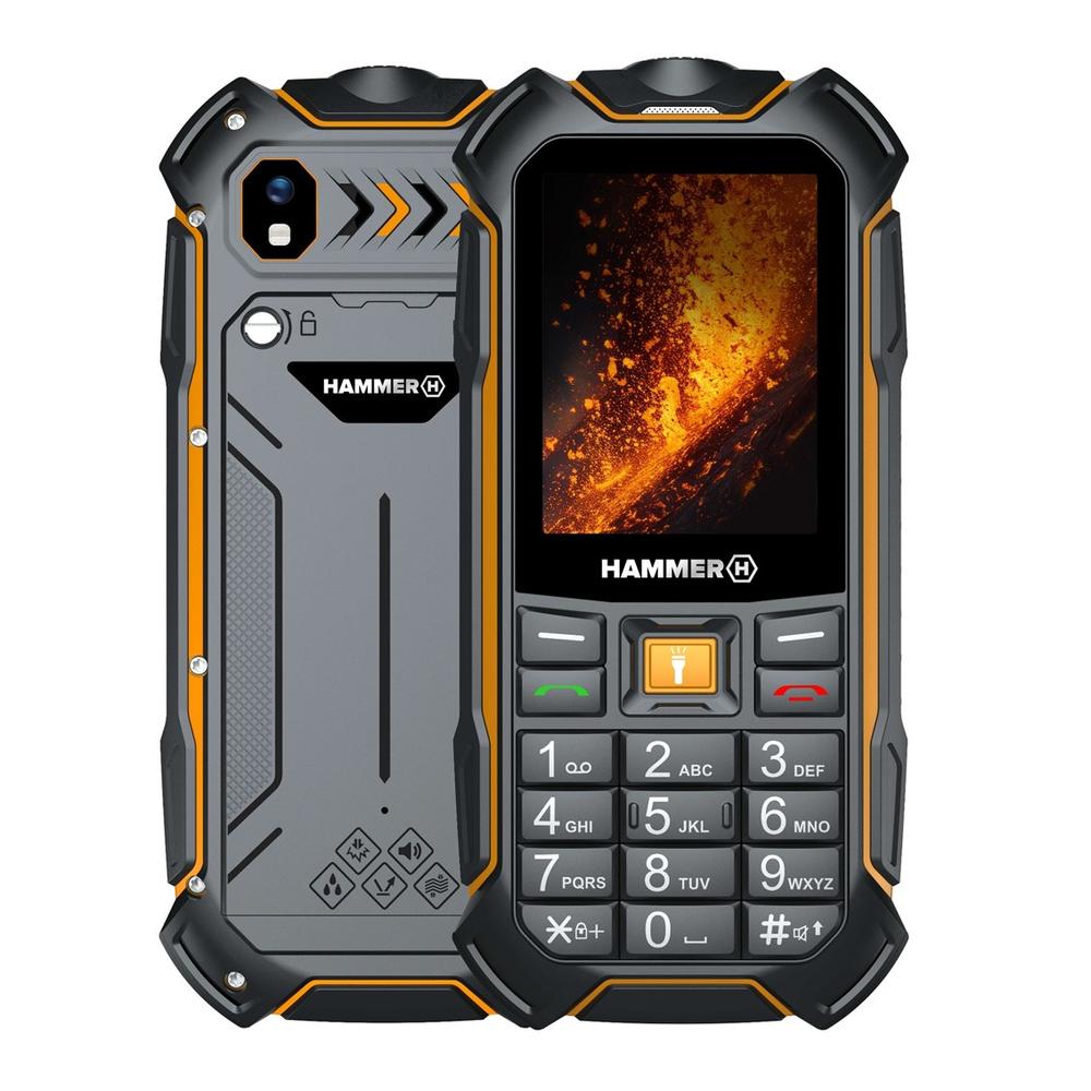 Teléfono Móvil Rugerizado Hammer Boost 2 LTE - 2.4 Pulgadas, 4G, IP68, Negro y Naranja