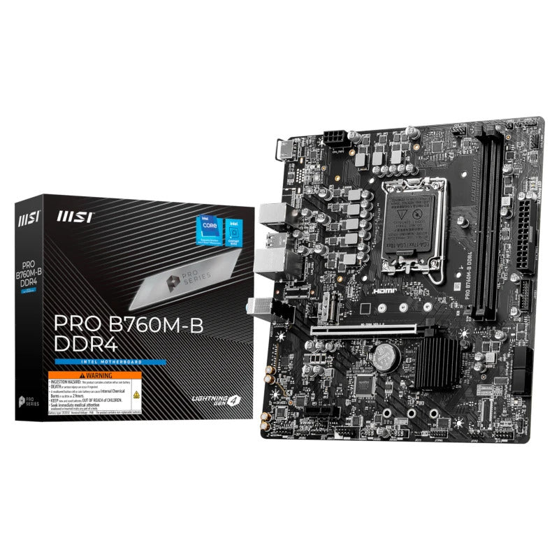 Placa Base MSI PRO B760M-B DDR4 Micro ATX con Soporte para Intel de 12ª a 14ª Generación