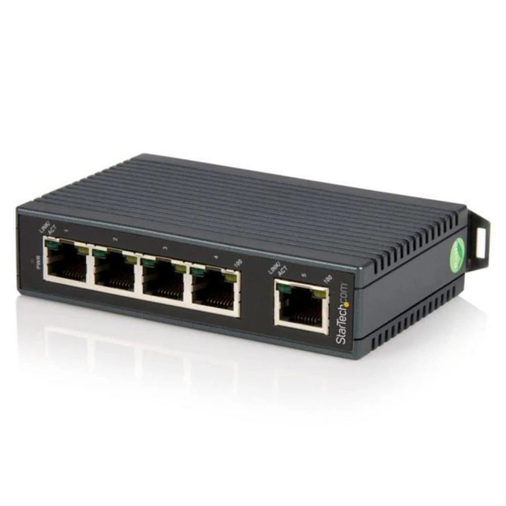 Conmutador StarTech IES5102 de 5 Puertos Fast Ethernet para Montaje en Riel DIN