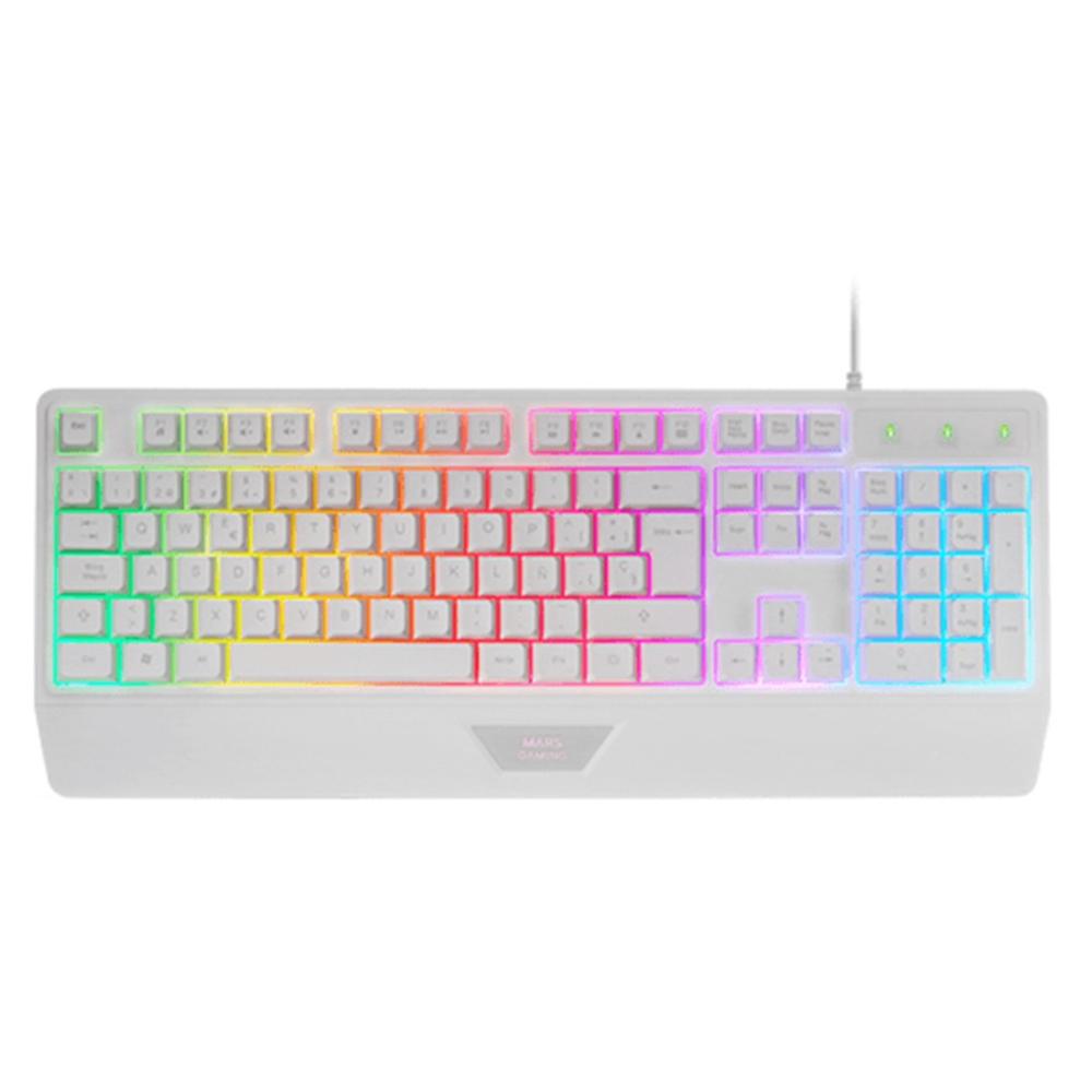 Teclado Mars Gaming MK124 Blanco H-Mechanical con Retroiluminación FRGB Rainbow