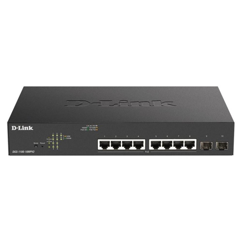 Interruptor Gestionado D-Link DGS-1100-10MPV2 con 10 Puertos Gigabit y PoE+