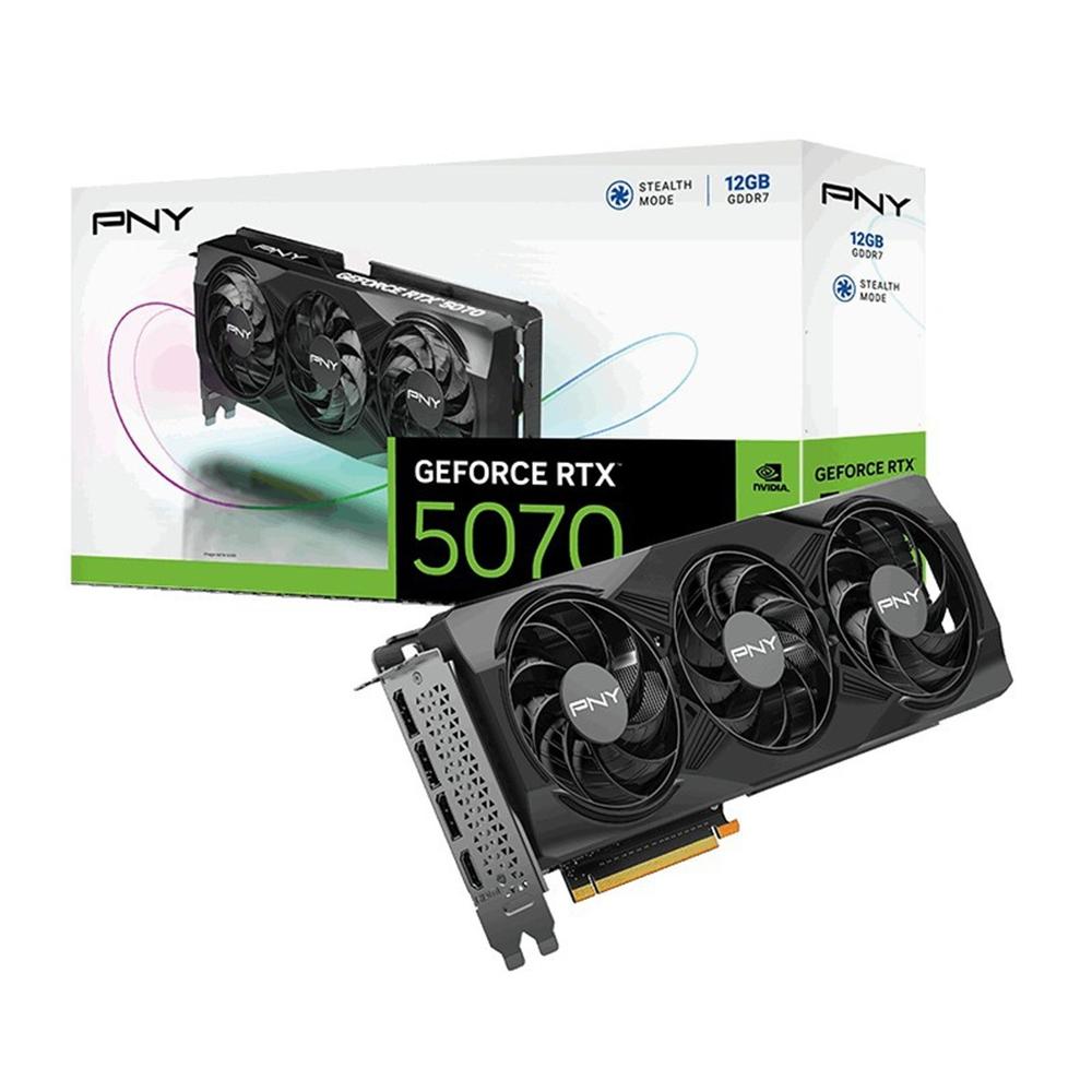 Tarjeta Gráfica PNY RTX 5070 12GB OC GDDR7X - Alta Rendimiento y VR Ready